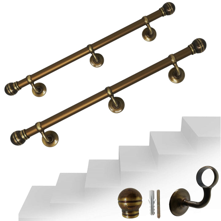 Corrimano a muro in Alluminio colore bronzo con Finale a Palla