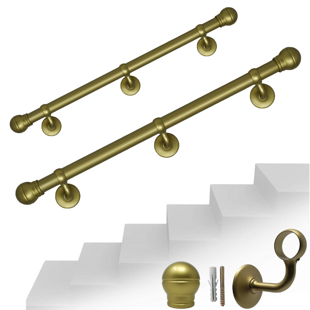 Corrimano a muro in Alluminio colore oro satinato con Finale a Palla