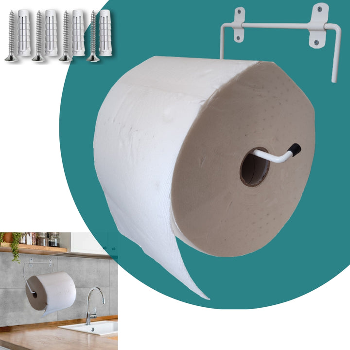 Portarotolo industriale a muro Bianco per rotoloni asciugatutto