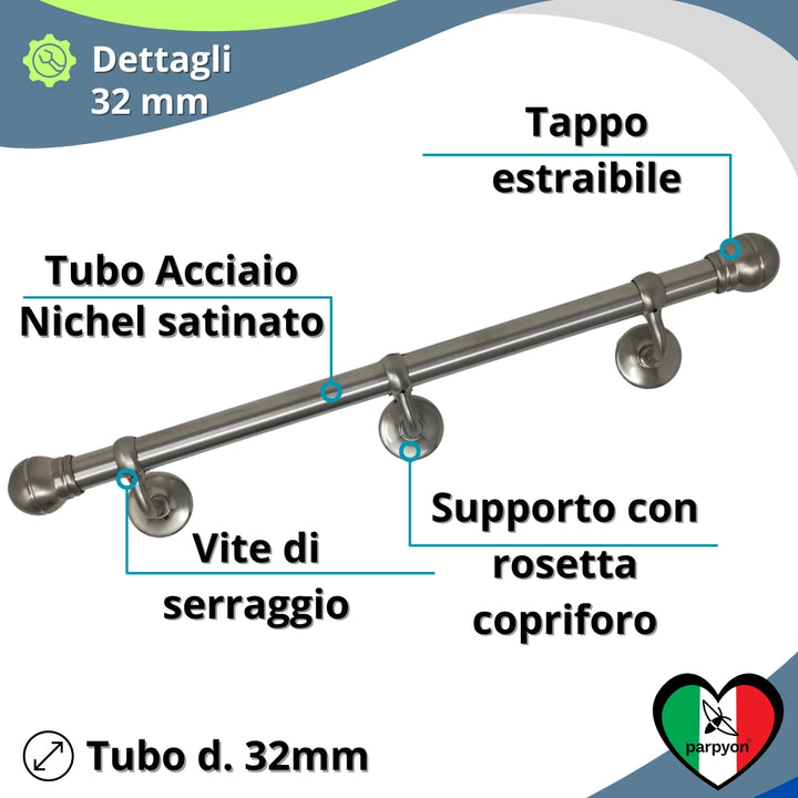 Corrimano a muro in Acciaio inox con Finale a Palla