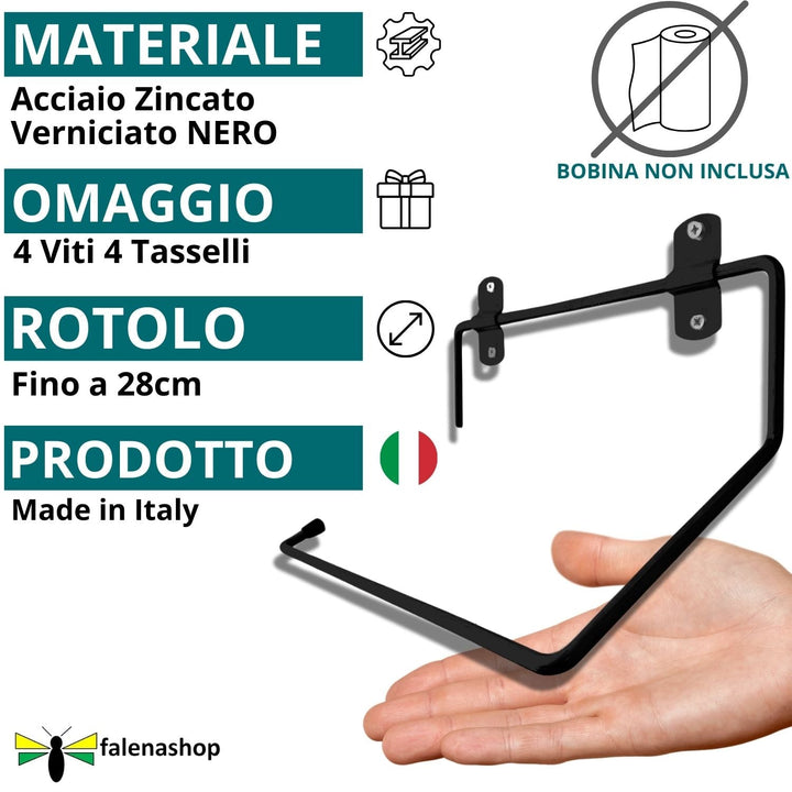 Portarotolo industriale a muro 302 Nero parpyon