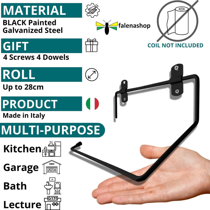 Portarotolo industriale a muro 302 Nero parpyon