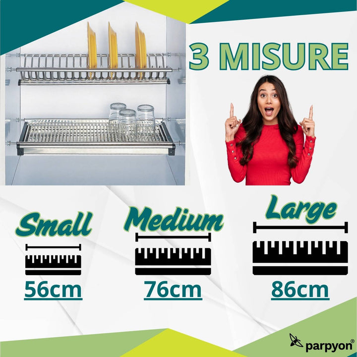 SCOLAPIATTI ACCIAIO INOX CM 76 CON VASCHETTA