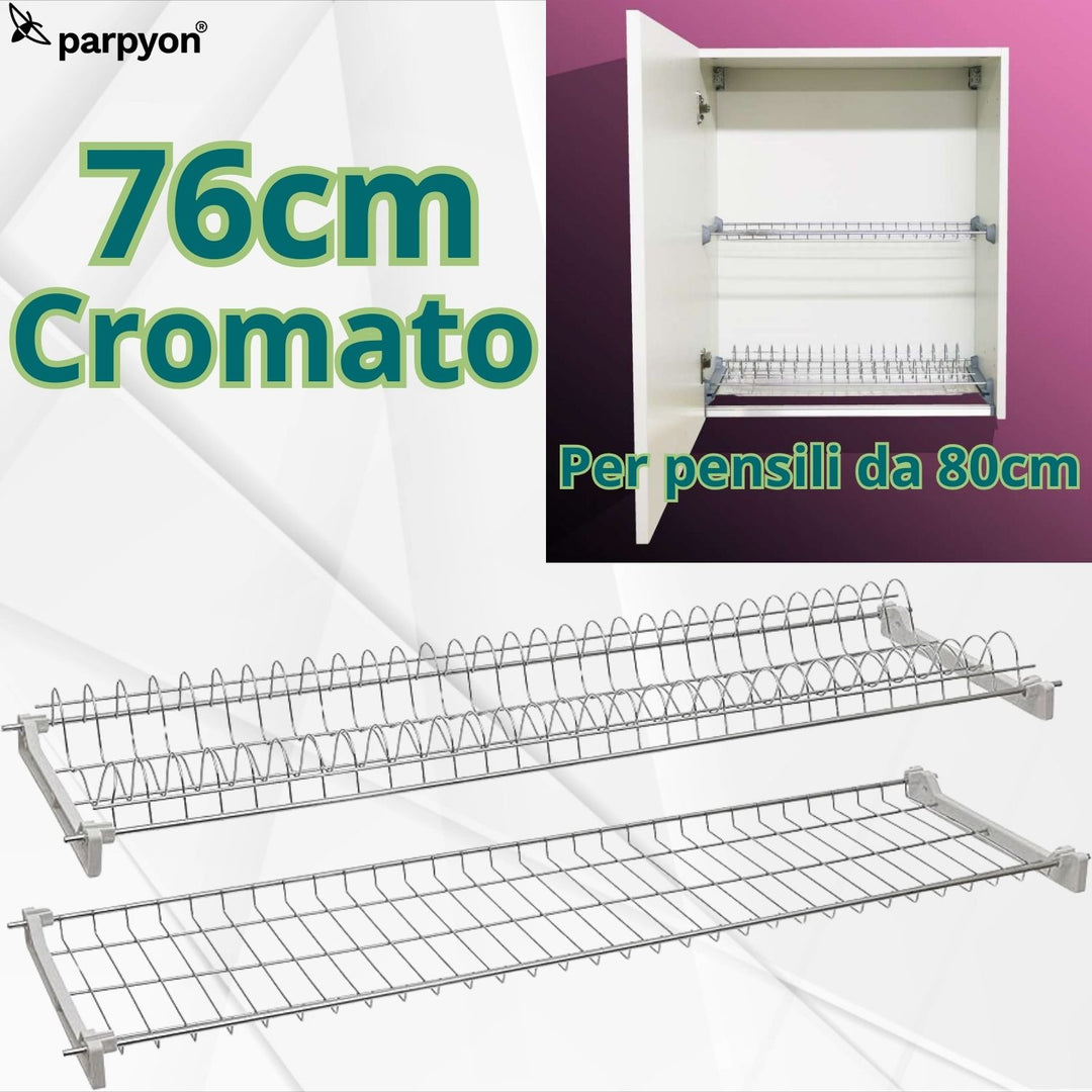 SCOLAPIATTI ACCIAIO CROMATO CM 76 PER PENSILE DA 80