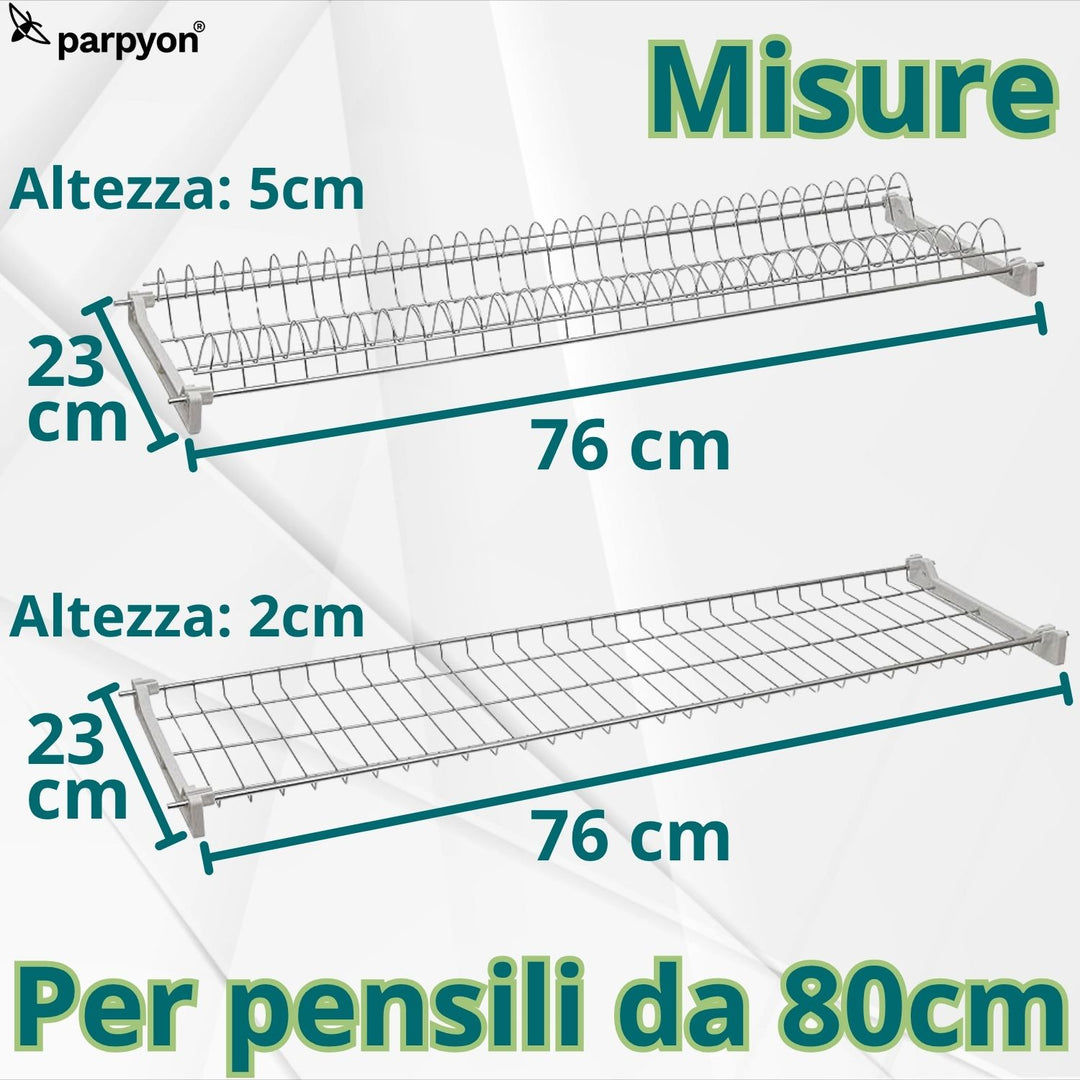 SCOLAPIATTI ACCIAIO CROMATO CM 76 PER PENSILE DA 80