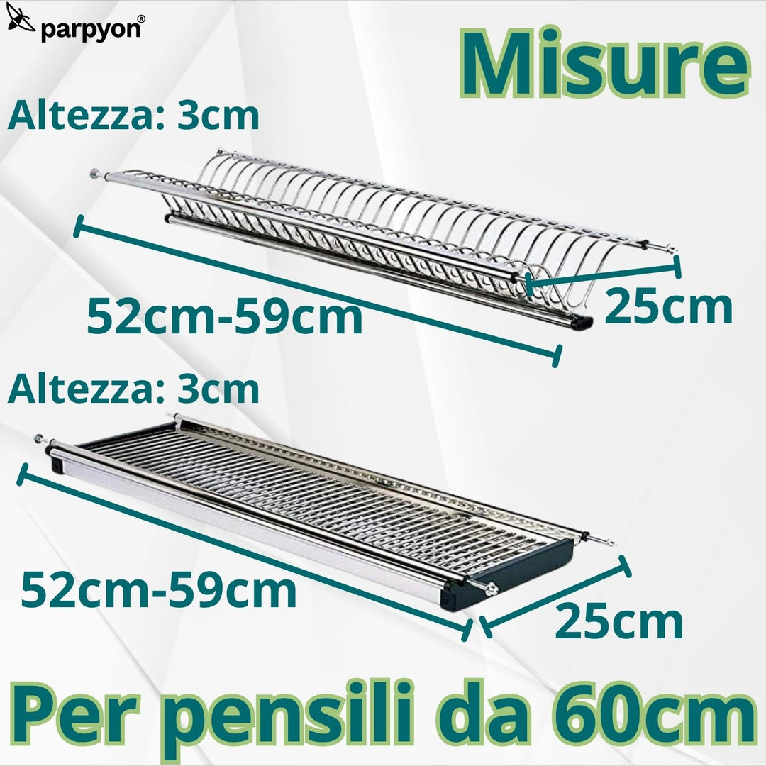 SCOLAPIATTI ACCIAIO INOX CM 56 CON VASCHETTA