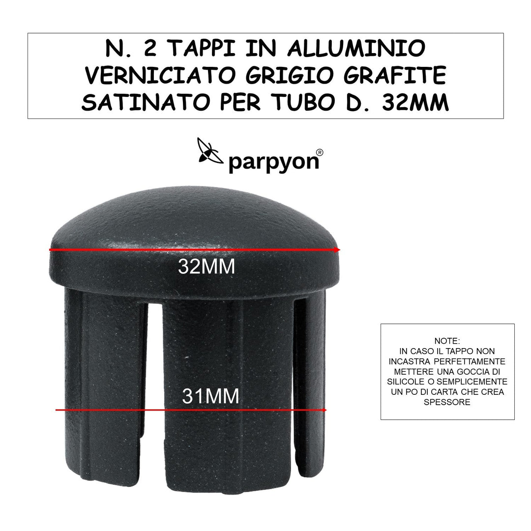 Accessori Ringhiera Grigio - Tappi corrimano d.32