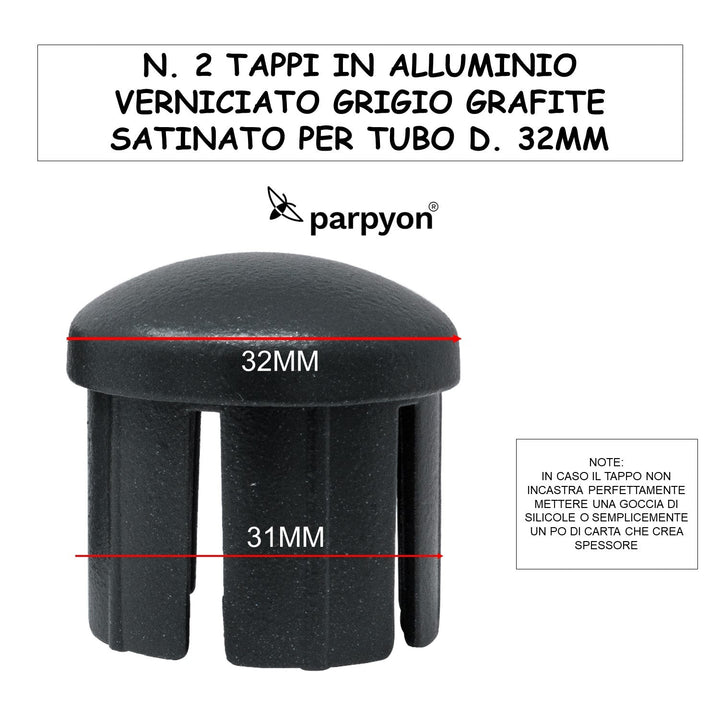 Accessori Ringhiera Grigio - Tappi corrimano d.32