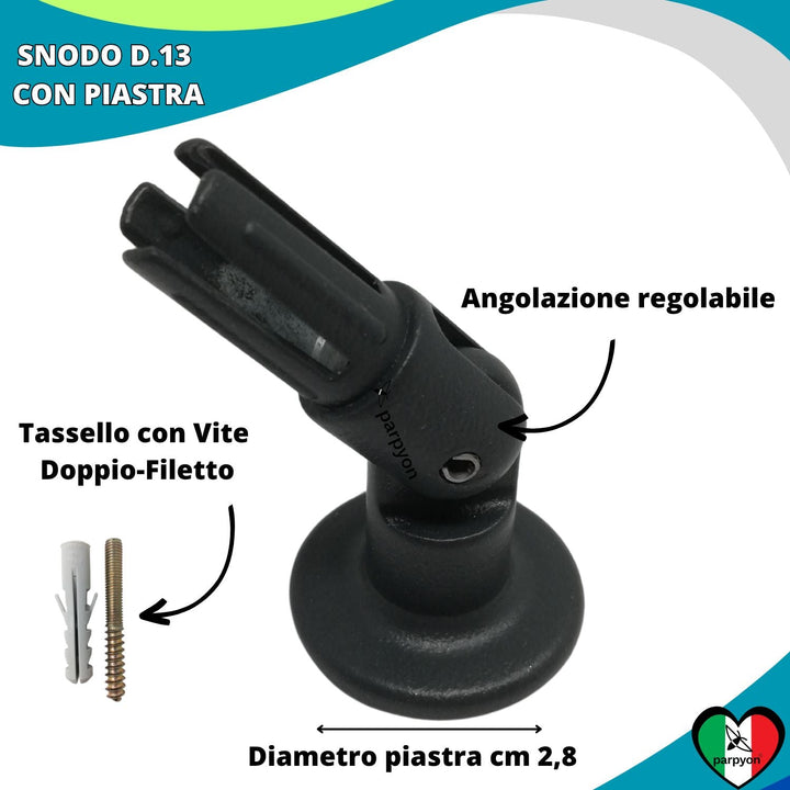 Accessori Ringhiera - Piastra a muro Snodo Tubo D. 13mm -4pz