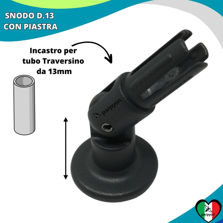 Accessori Ringhiera - Piastra a muro Snodo Tubo D. 13mm -4pz