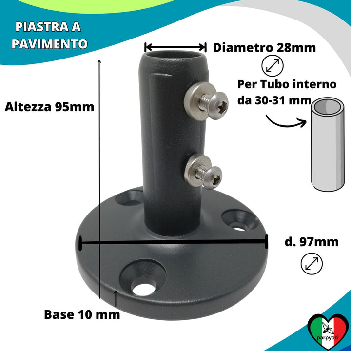 Accessori Ringhiera Grigio G.- Piastra fissaggio a Pavimento