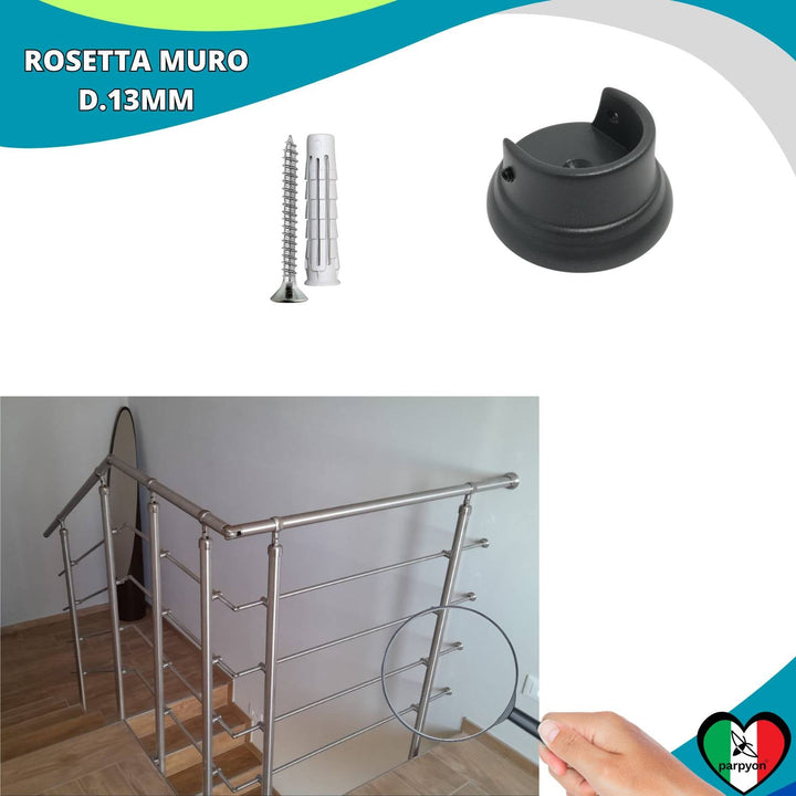 Accessori Ringhiera Grigio G. - Supporti a Muro Tubo D.13mm -4Pz