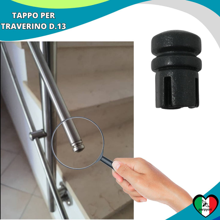 Accessori Ringhiera Grigio G.- Tappi Tubo Traversini D.13mm - 4PZ