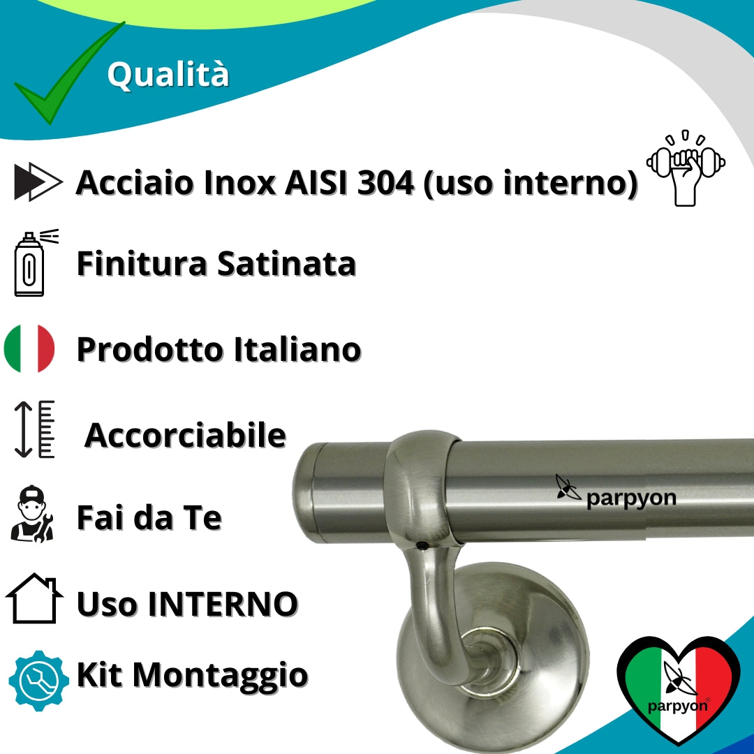 Corrimano a muro in Acciaio Inox D.40mm