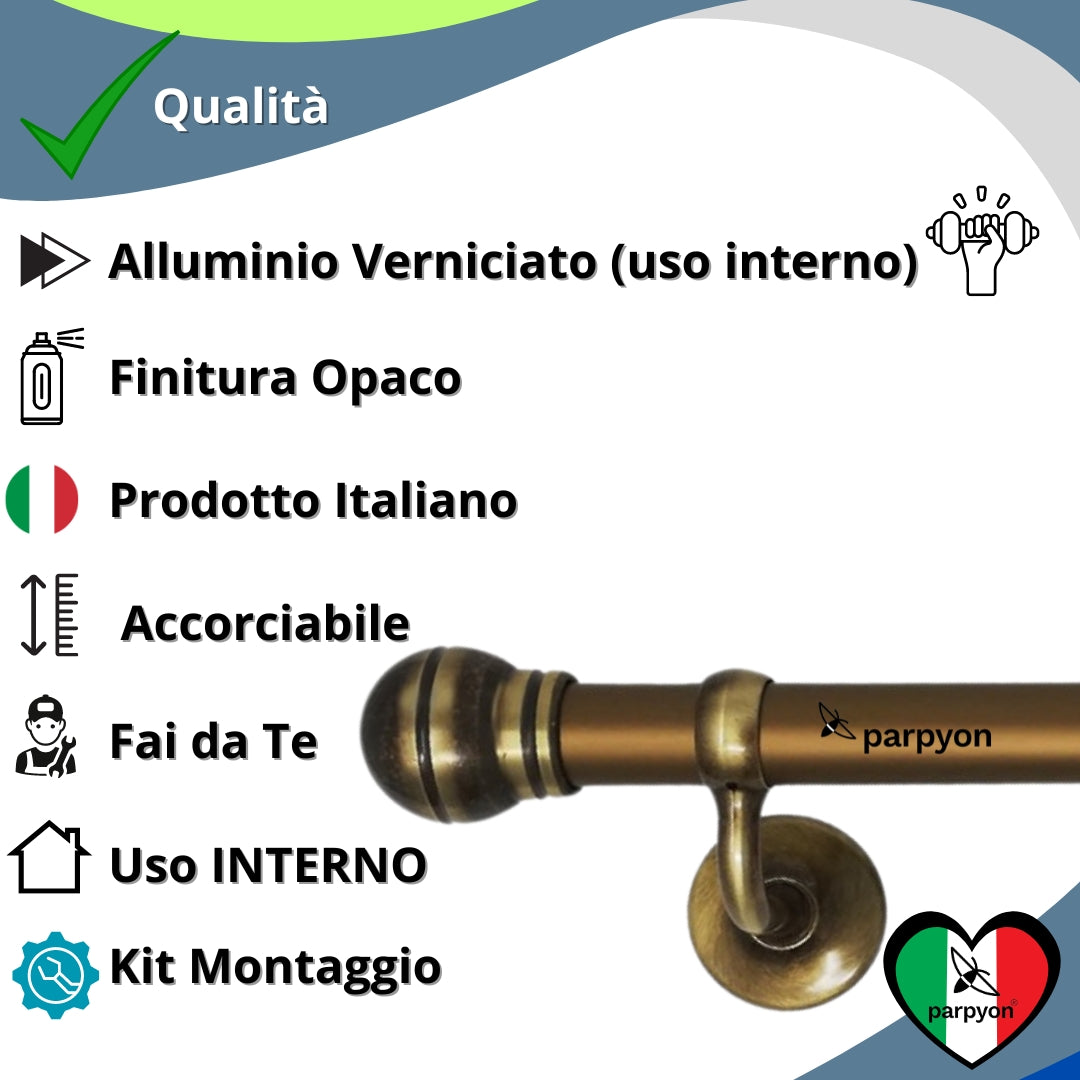 Corrimano a muro in Alluminio colore bronzo con Finale a Palla