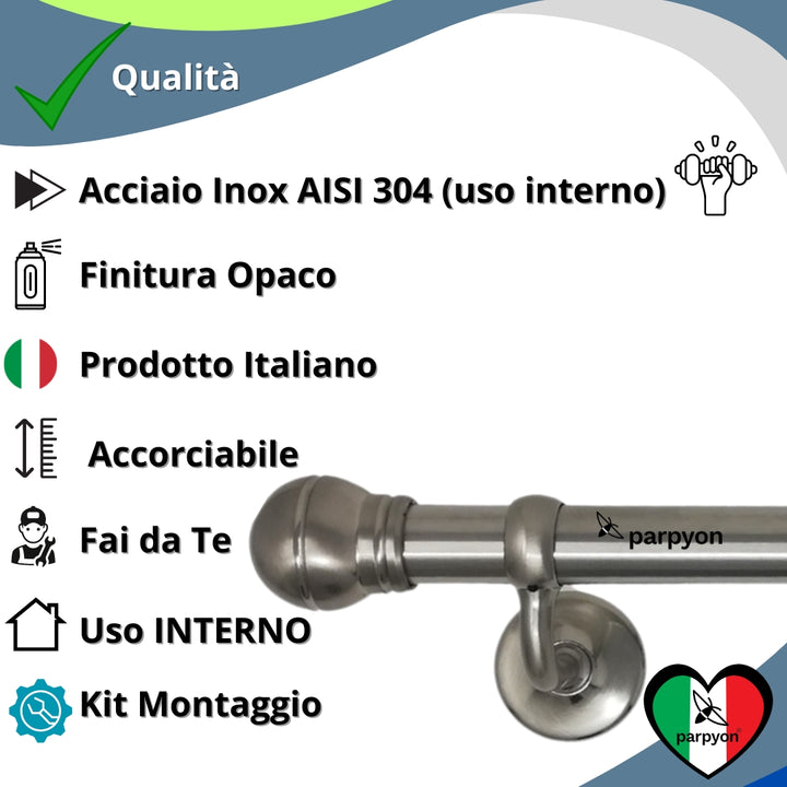 Corrimano a muro in Acciaio inox con Finale a Palla