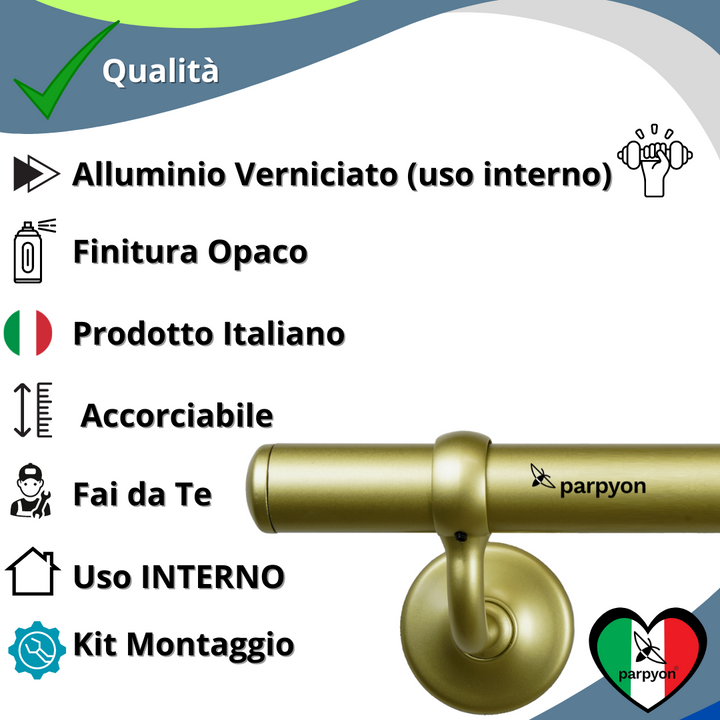 corrimano a muro scala tubo passamano #colore_oro-satinato