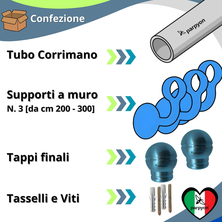 Corrimano a muro in Alluminio colore bronzo con Finale a Palla