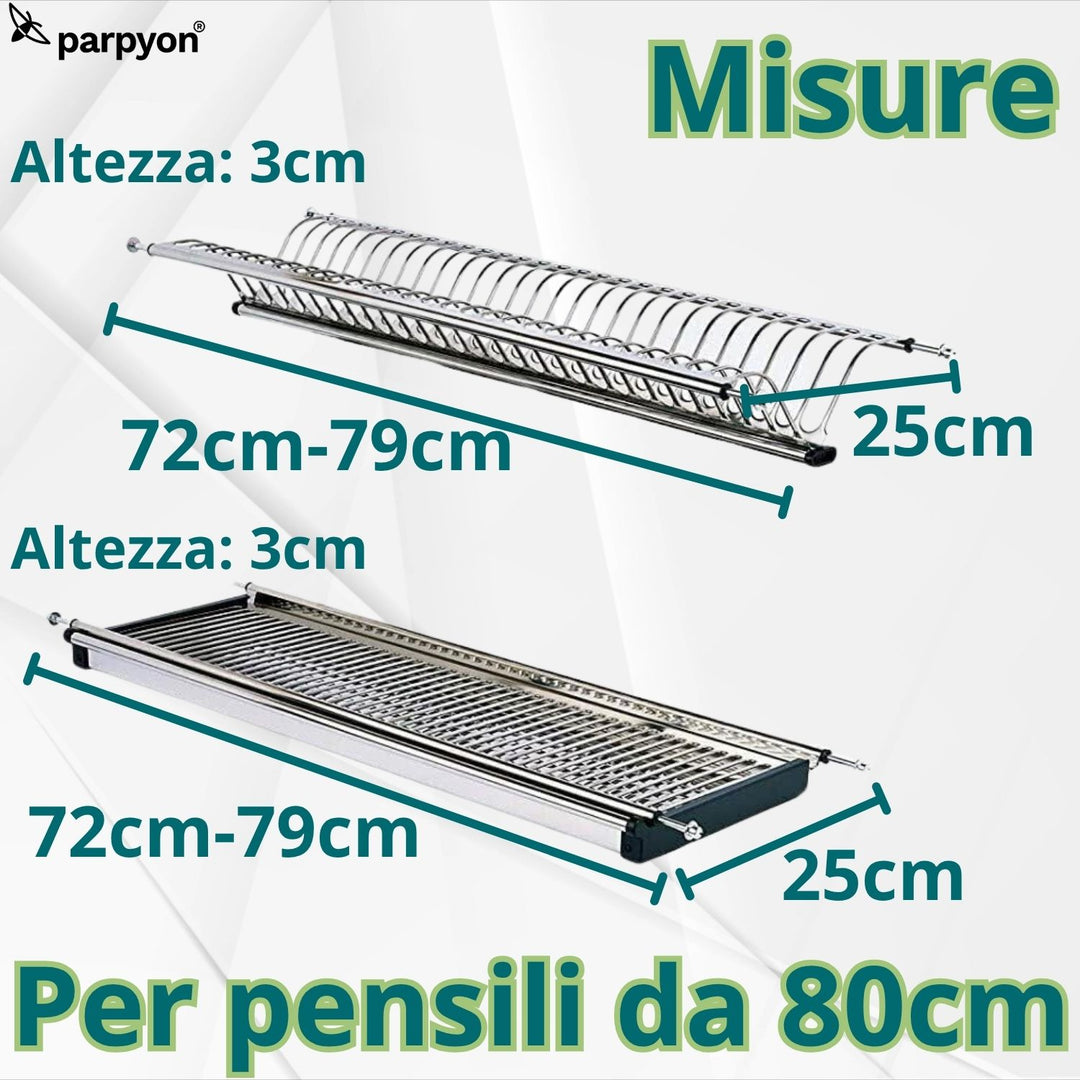 SCOLAPIATTI ACCIAIO INOX CM 76 CON VASCHETTA