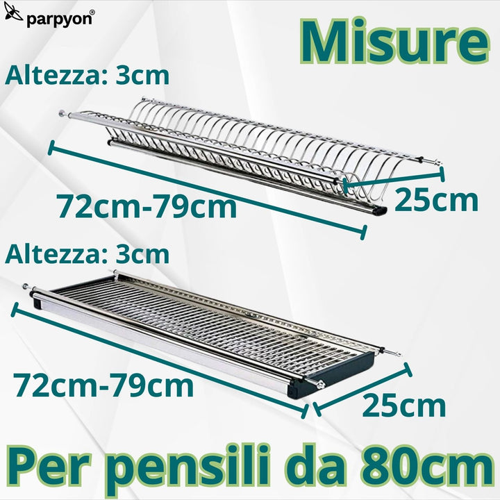 SCOLAPIATTI ACCIAIO INOX CM 76 CON VASCHETTA