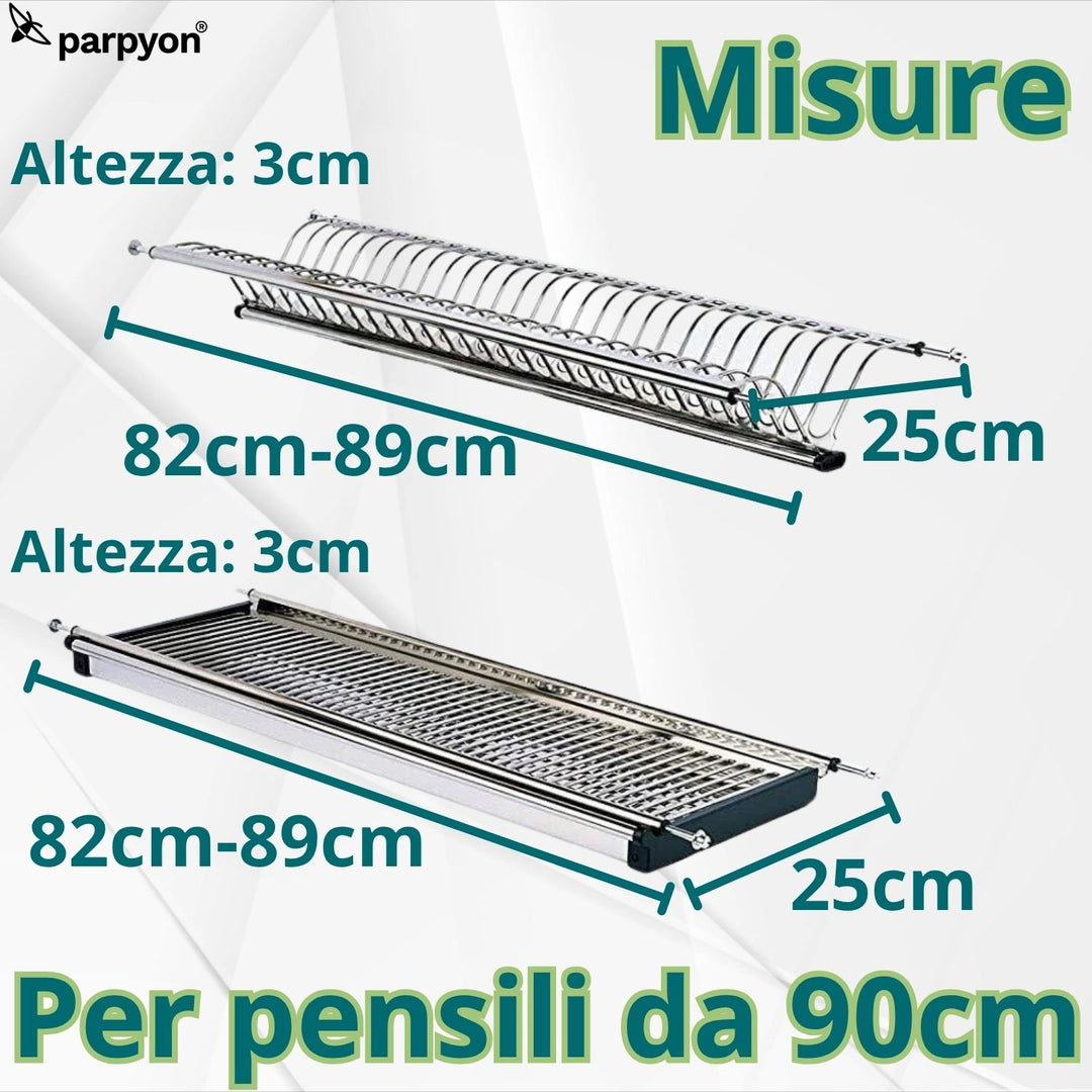 SCOLAPIATTI ACCIAIO INOX CM 86 CON VASCHETTA