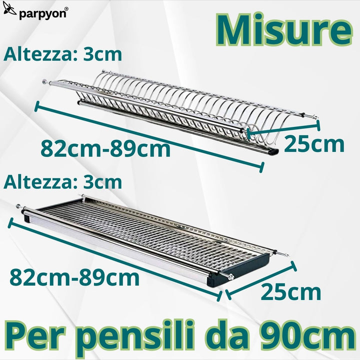 SCOLAPIATTI ACCIAIO INOX CM 86 CON VASCHETTA