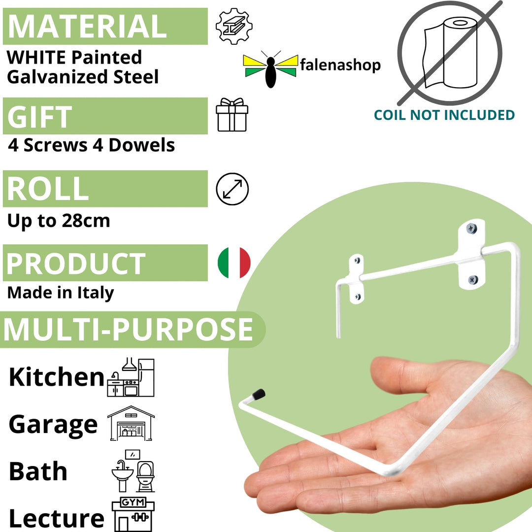 Portarotolo industriale a muro Bianco per rotoloni asciugatutto