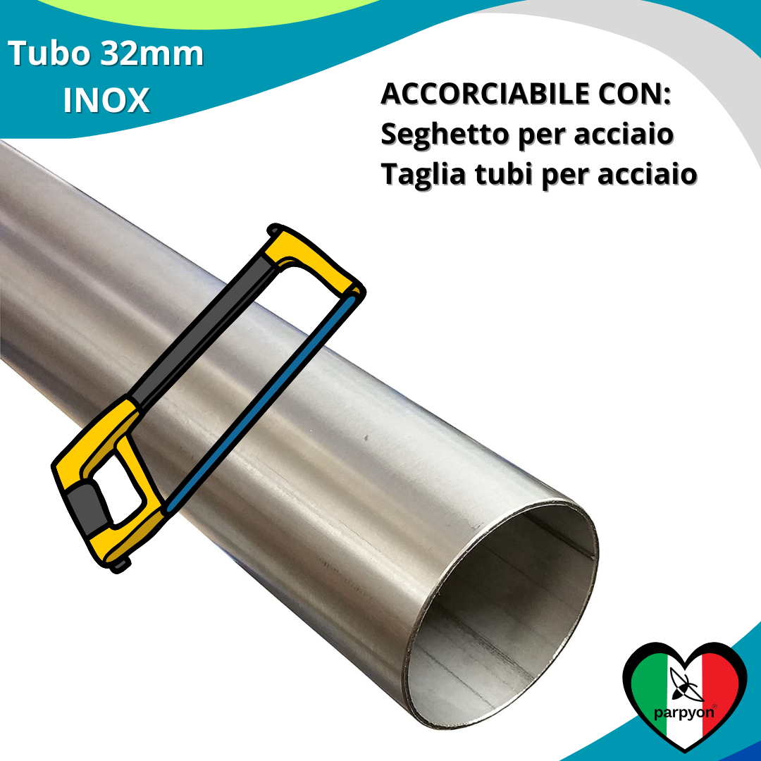 Accessori Ringhiera Tubo Corrimano in Acciaio Inox D. 32