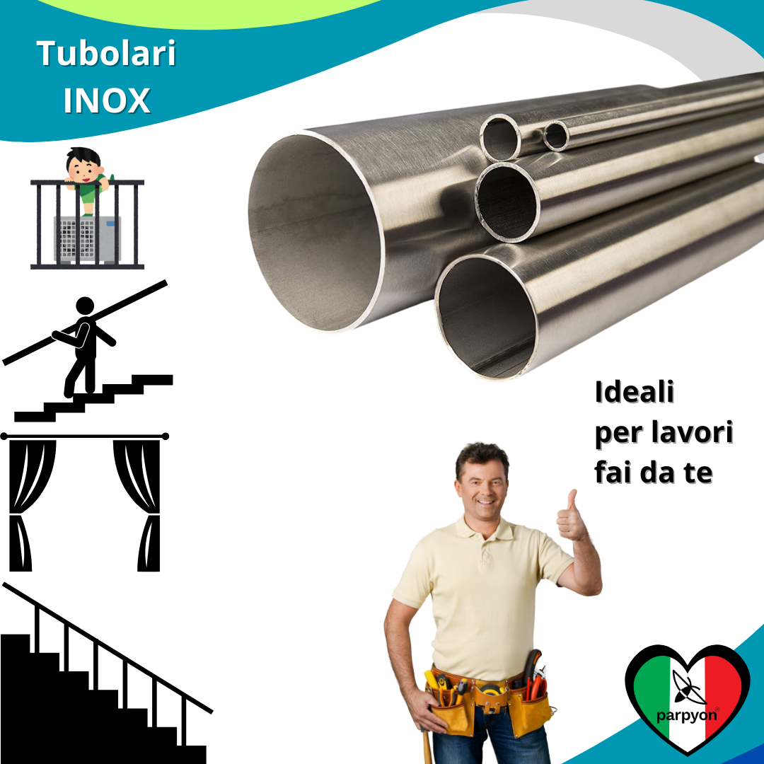 Accessori Ringhiera Tubo Corrimano in Acciaio Inox D. 32