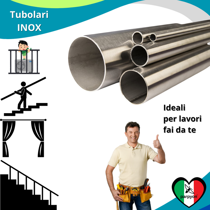 Accessori Ringhiera Tubo Corrimano in Acciaio Inox D. 32