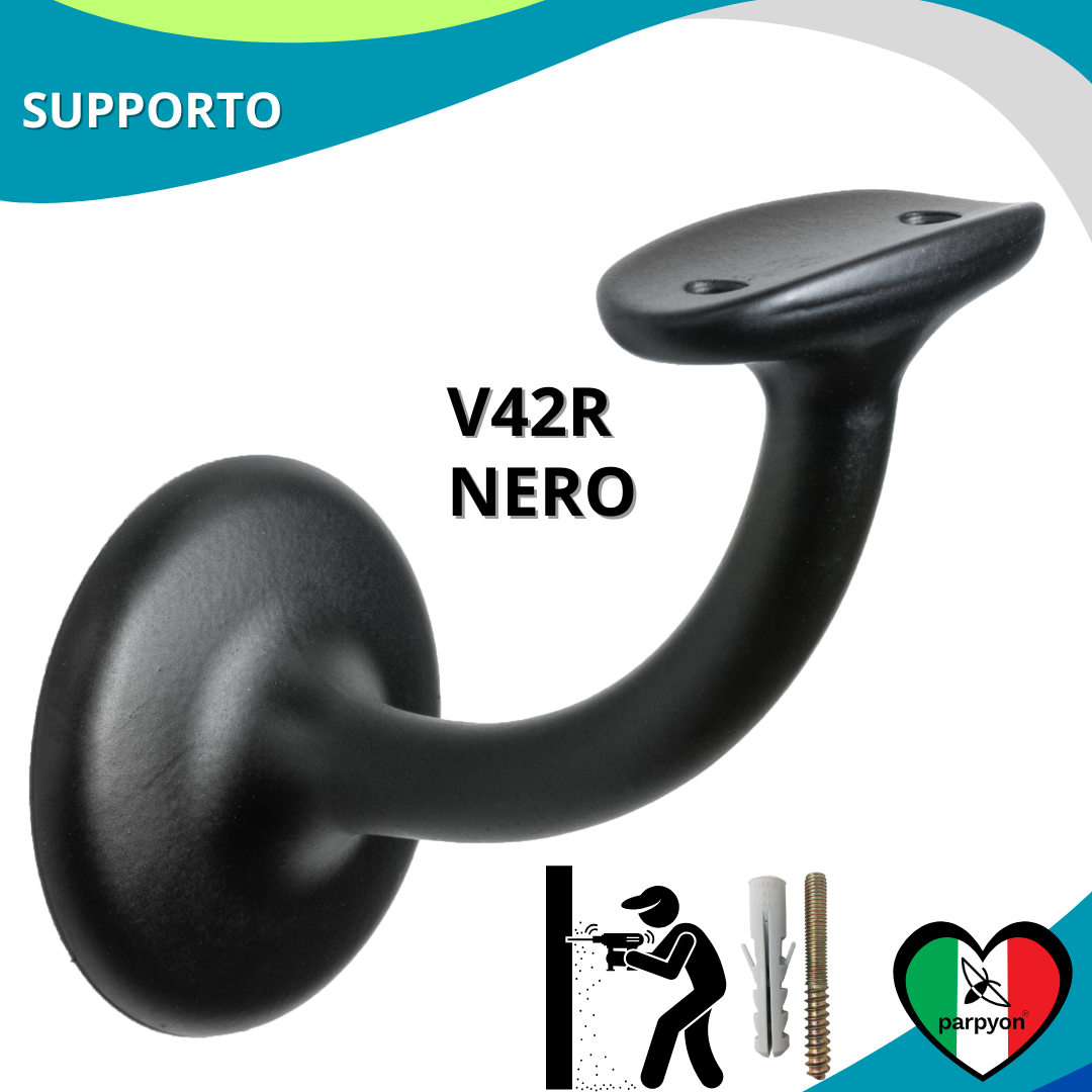 Accessori corrimano - Supporto tubo Mod V42R Nero