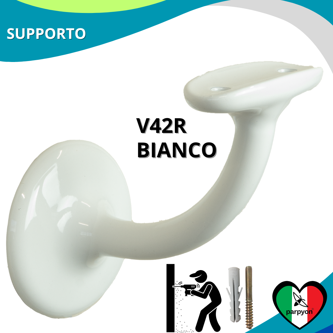 Accessori corrimano - Supporto tubo Mod V42R Bianco
