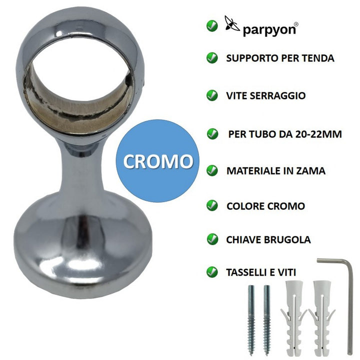 Supporti per bastoni tende in Metallo V44 2pz. + viti e tasselli