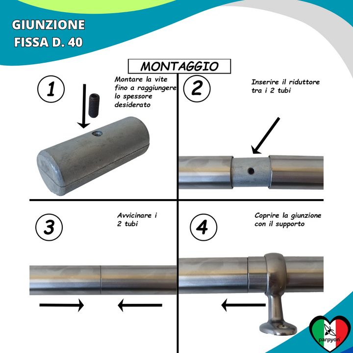 Accessori Corrimano - Giunzione fissa D.40