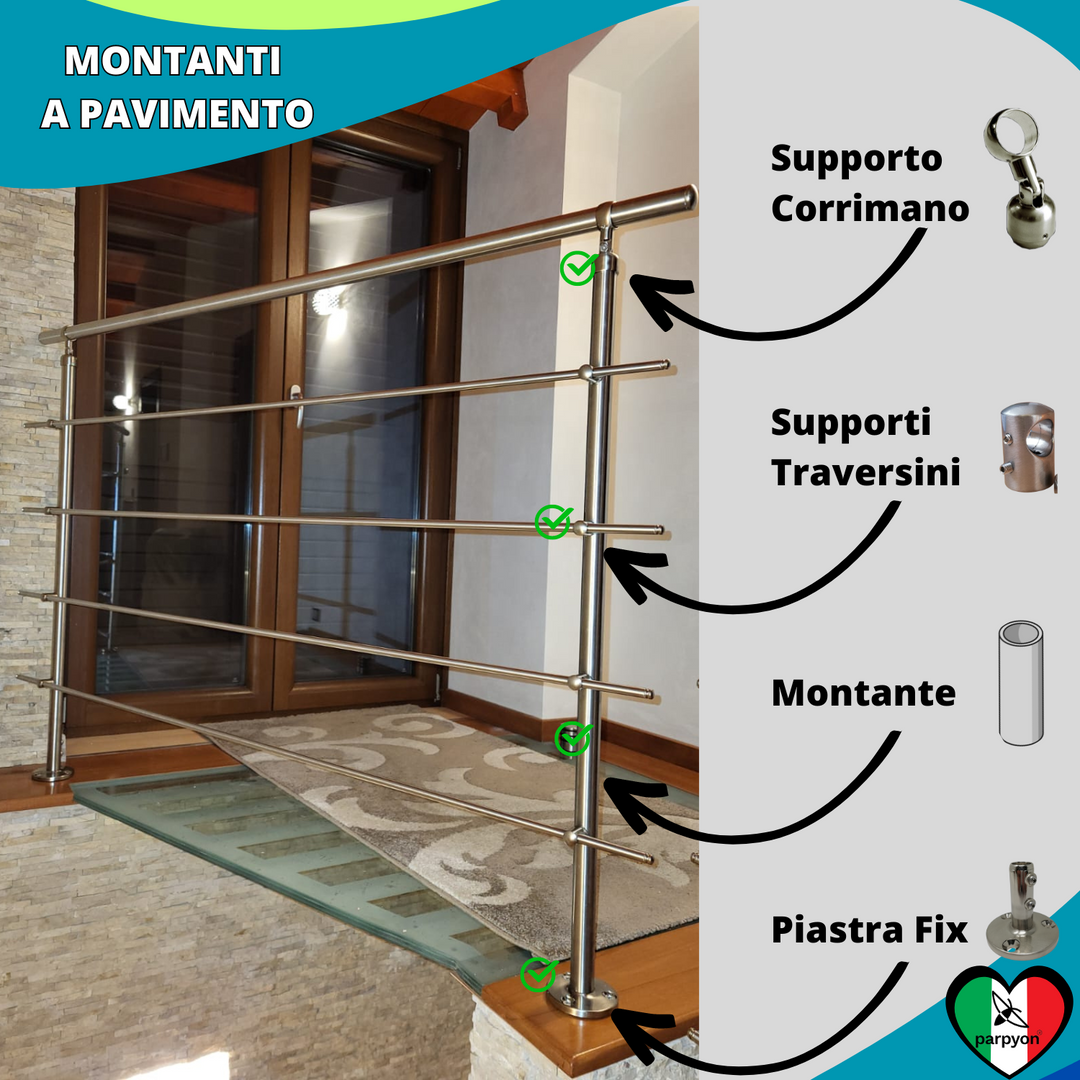 Montante per Ringhiera Fissaggio Pavimento