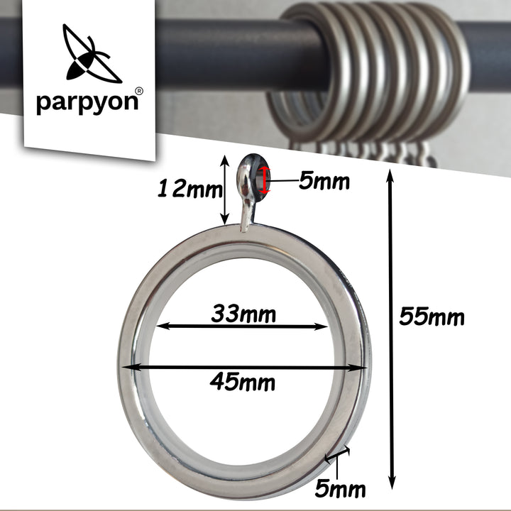 Anelli per bastoni tende da 22mm, n. 20 con Guarnizione Antigraffio d. 33mm