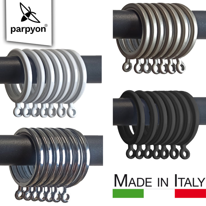 Anelli per bastoni tende da 22mm, n. 20 con Guarnizione Antigraffio d. 33mm