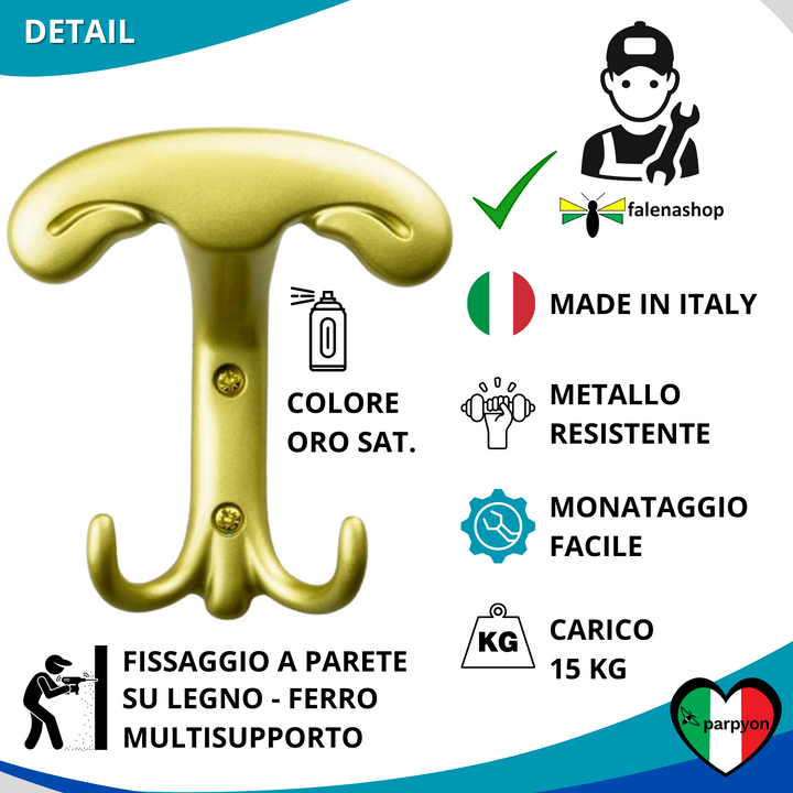 Appendiabiti a parete, N.1 gancio attaccapanni da muro (MOD.106)