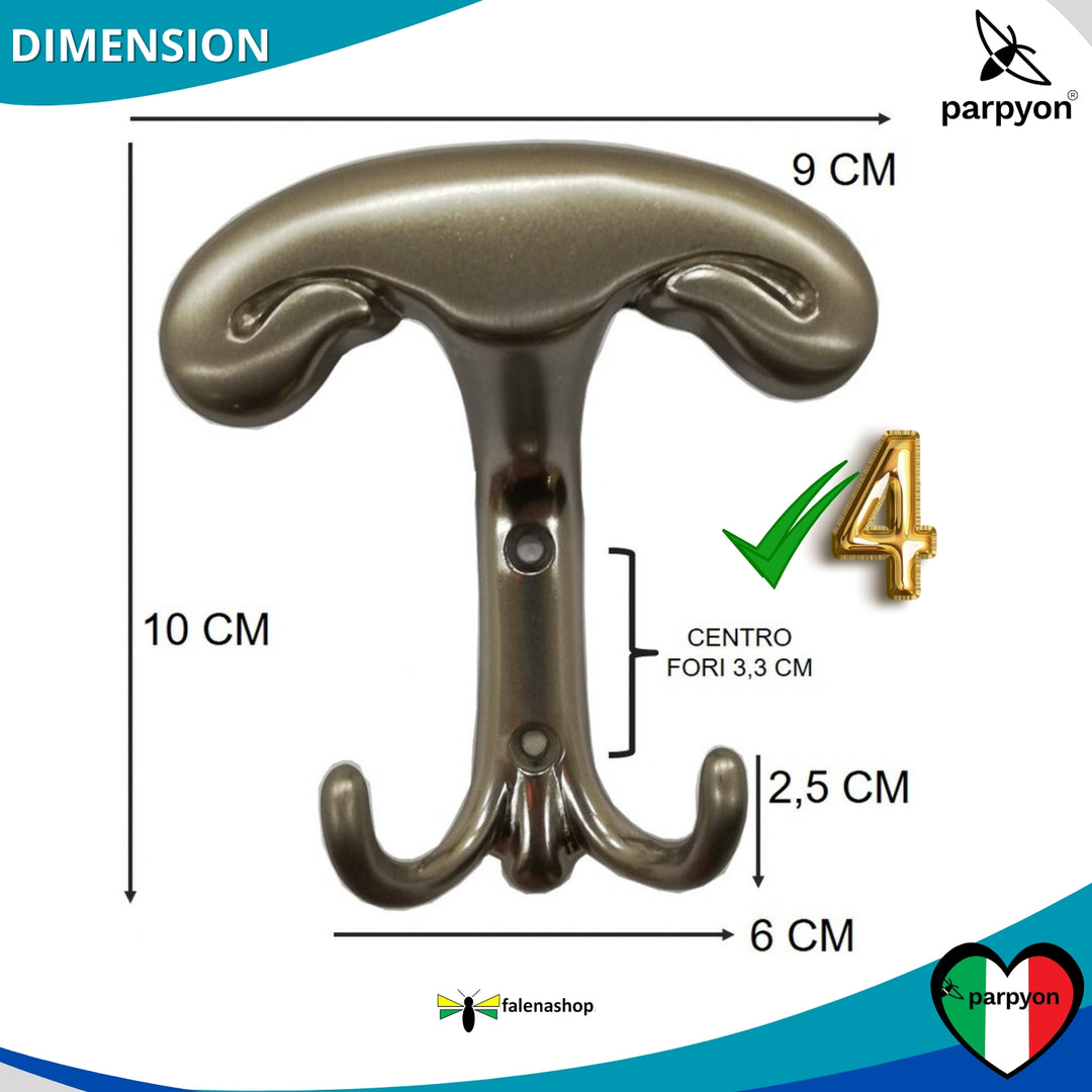 Misure appendiabiti a parete, 4 ganci attaccapanni da muro ingresso, appendi accappatoio #colore_nichel-satinato