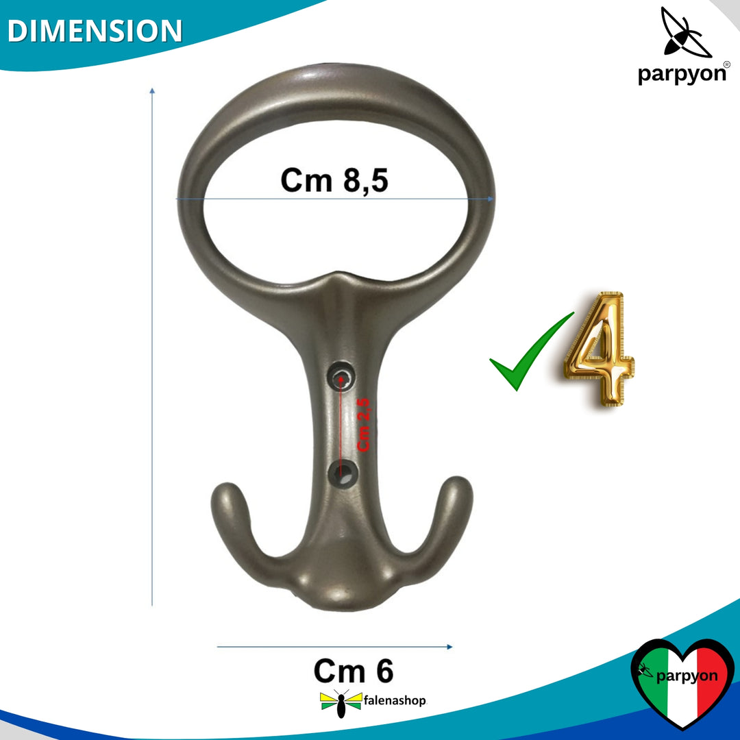 Misure appendiabiti a parete, 4 ganci attaccapanni da muro ingresso, appendi accappatoio #colore_nichel-satinato