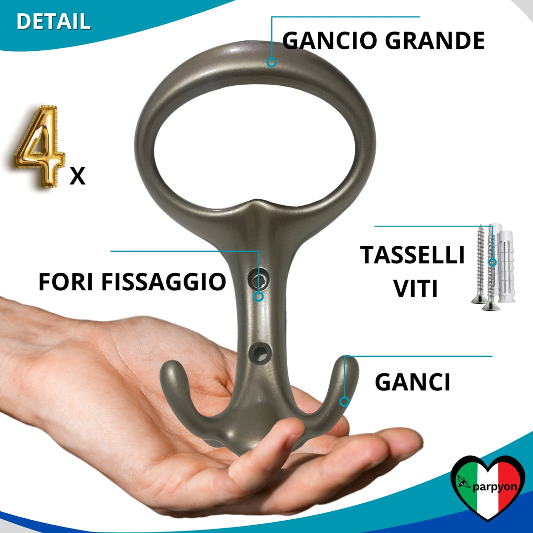 Caratteristiche appendiabiti a parete, 4 ganci attaccapanni da muro ingresso, appendi accappatoio #colore_nichel-satinato