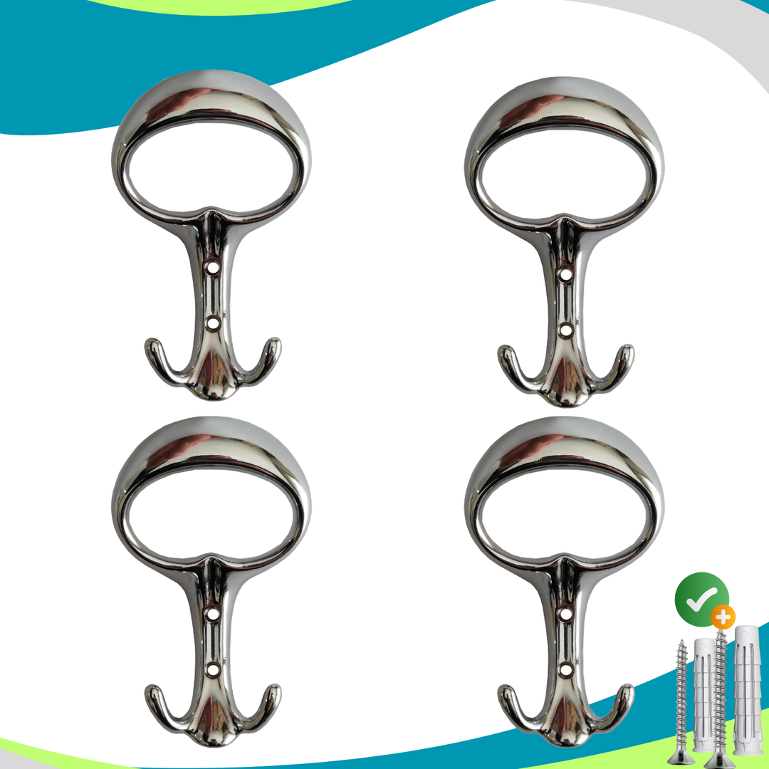 Appendiabiti a parete, 4 ganci attaccapanni da muro ingresso, appendi accappatoio #colore_cromo