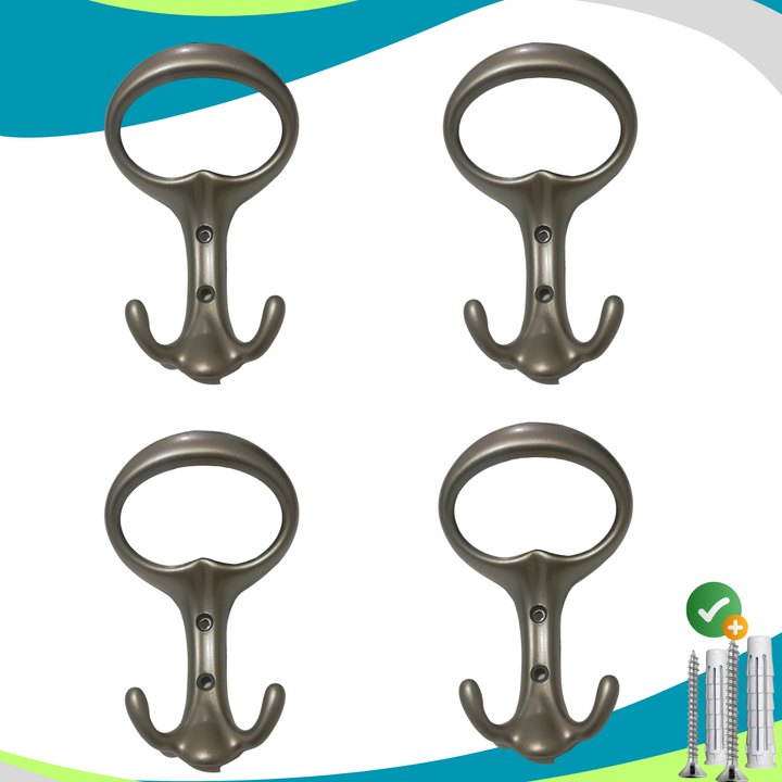 Appendiabiti a parete, 4 ganci attaccapanni da muro ingresso, appendi accappatoio #colore_nichel-satinato