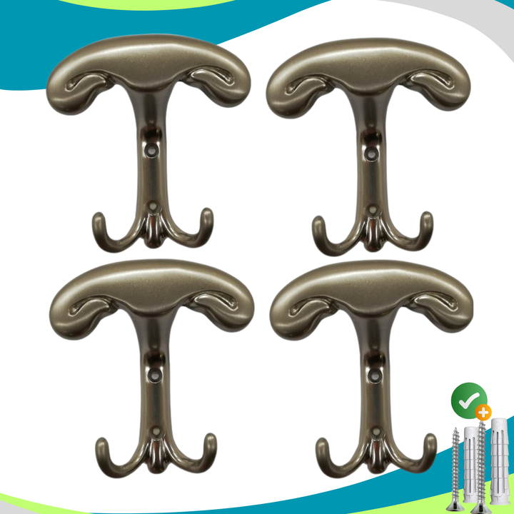 Appendiabiti a parete, 4 ganci attaccapanni da muro ingresso, appendi accappatoio #colore_nichel-satinato