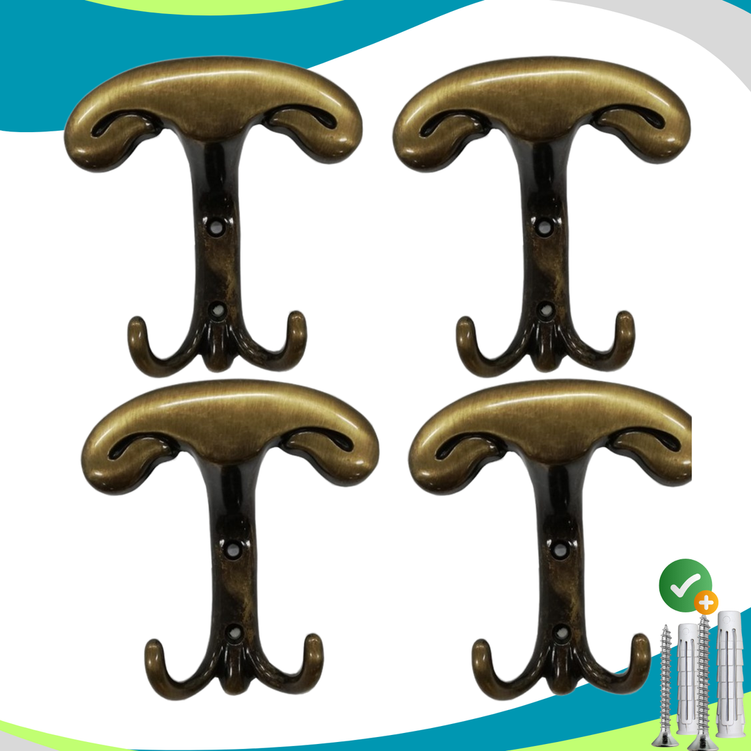 Appendiabiti a parete, 4 ganci attaccapanni da muro ingresso, appendi accappatoio #colore_bronzo