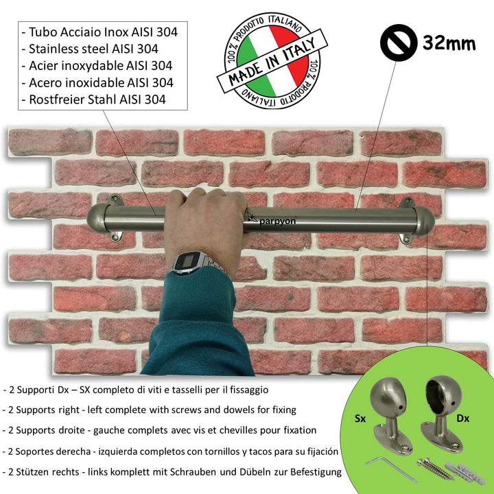 Corrimano Acciaio Inox a muro con supporti 519