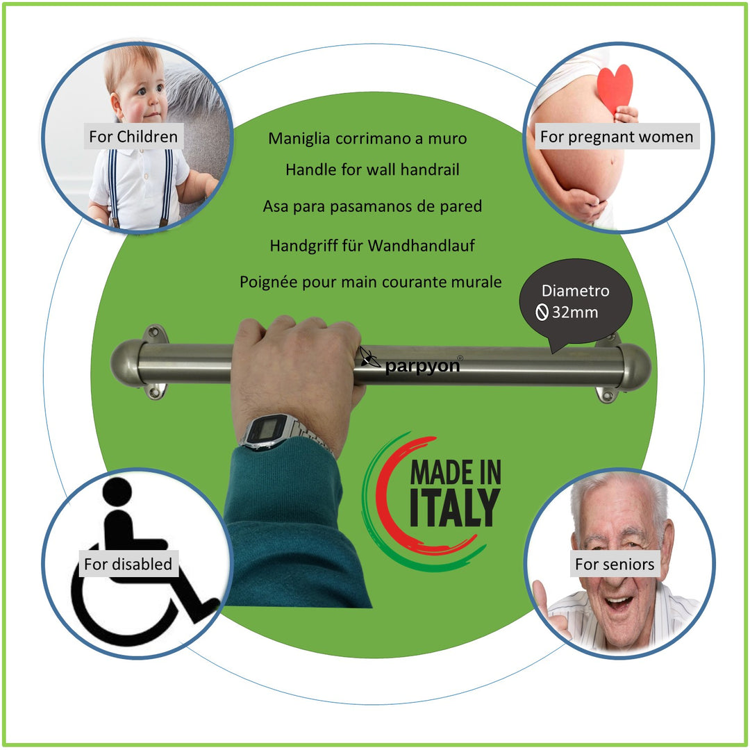 Corrimano Acciaio Inox a muro con supporti 519