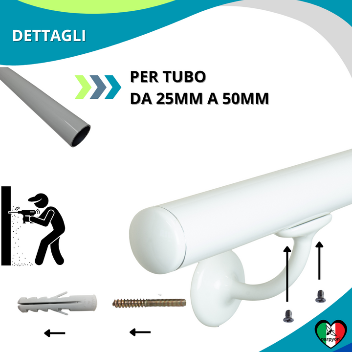 Accessori corrimano - Supporto tubo Mod V42R Bianco