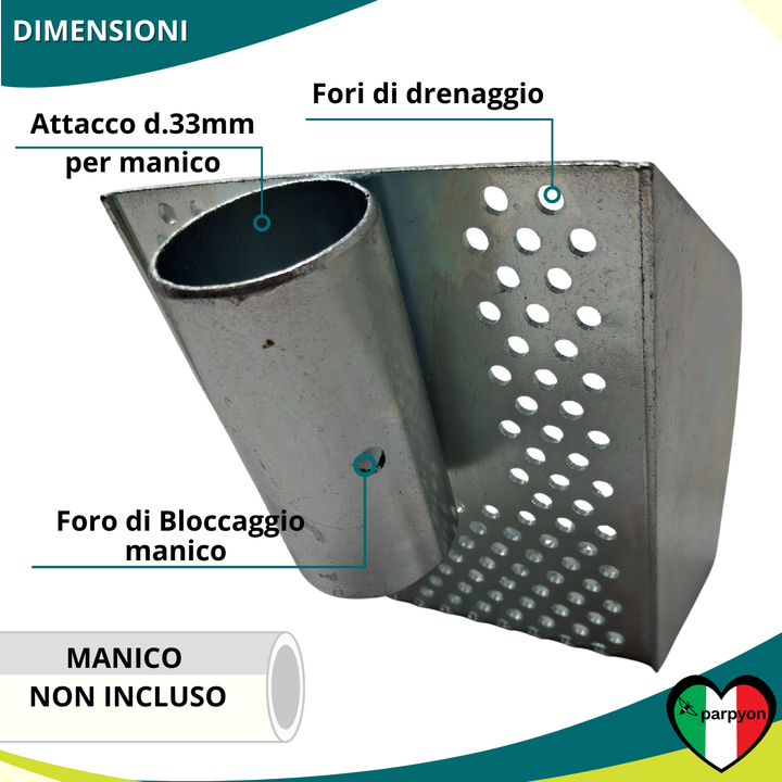 Paletta Forata Per Pulizia Tombini Griglie Canali Canaline Di Scolo Acciaio