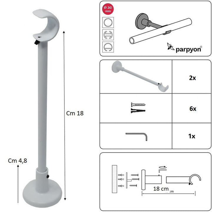Supporti per bastoni tende in Metallo 859 2pz. + viti e tasselli